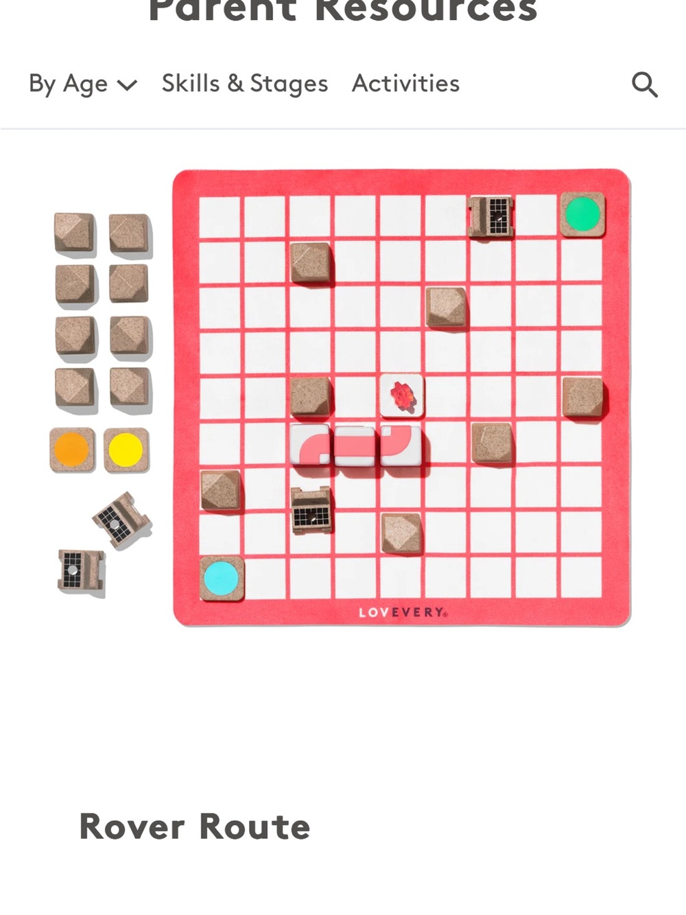 Lovevery Rover Route Coding Game - Coral Playboard